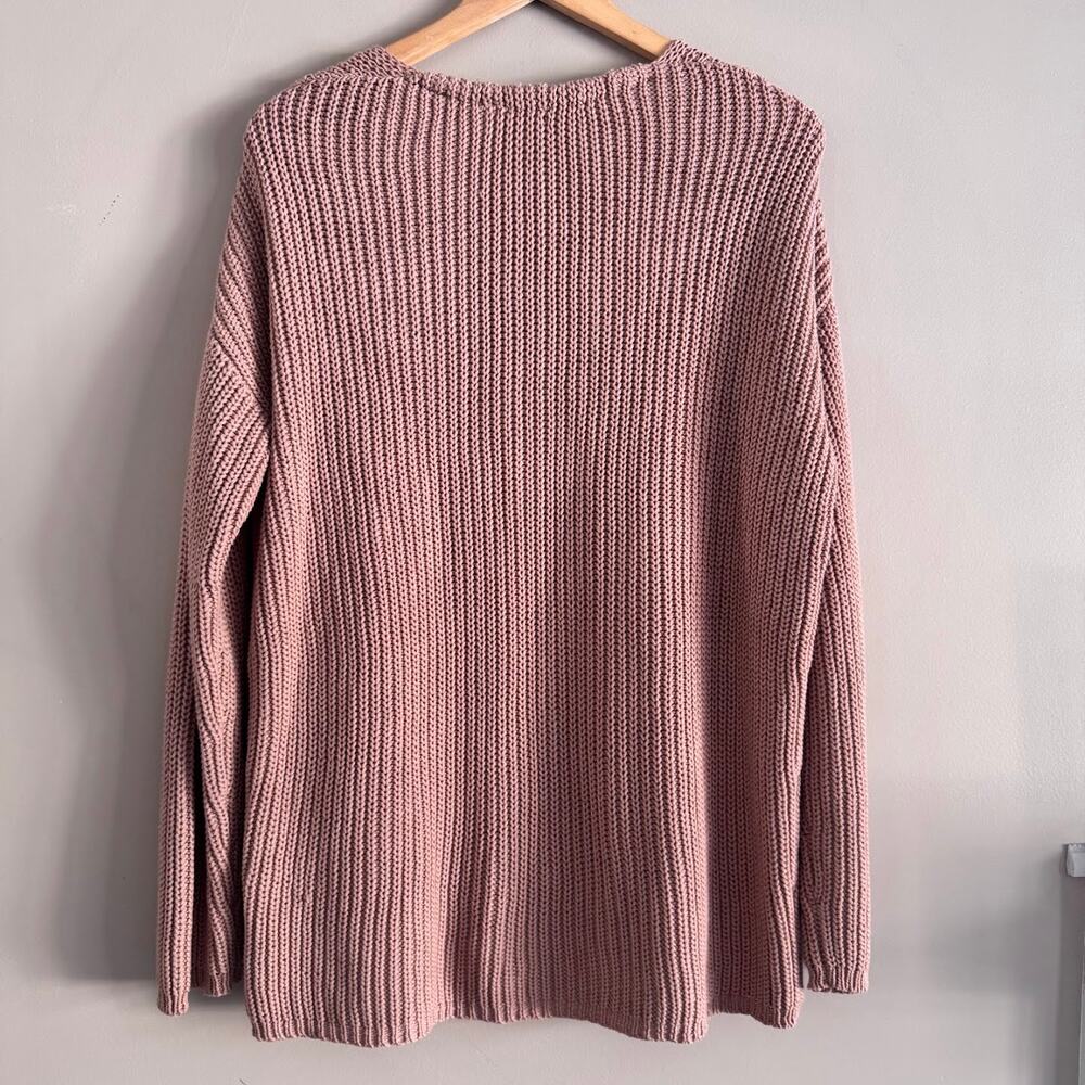 Jenni Kayne Cotton Cabin Sweater V Neck Pullover Knit Tan Pink Size Small $325 - Picture 6 of 6